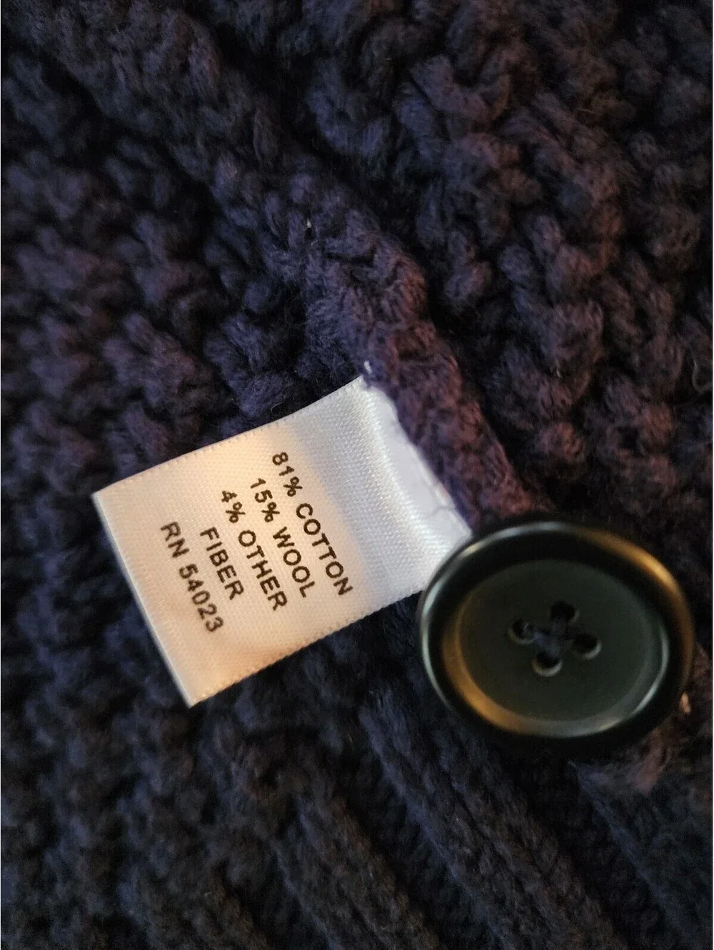 Banana Republic Men's XL Navy Blue Cable Knit  Cotton Blend Button Up Sweater